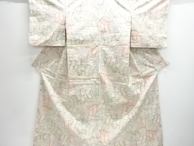 JAPANESE KIMONO / ANTIQUE MISO PATTERN WOVEN TSUMUGI KIMONO